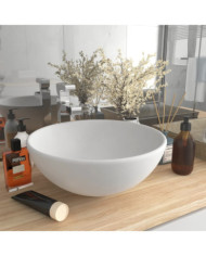 Lavabo rond de salle de bain Blanc mat 32,5x14 cm Céramique | Mobilier & Déco