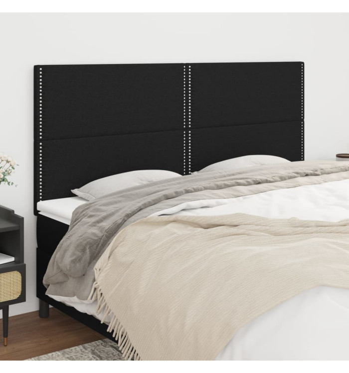 Têtes de lit 4 pcs Noir 90x5x78/88 cm Tissu | Mobilier & Déco