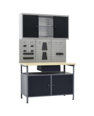 Établi avec 3 panneaux muraux et 1 armoire | Mobilier & Déco