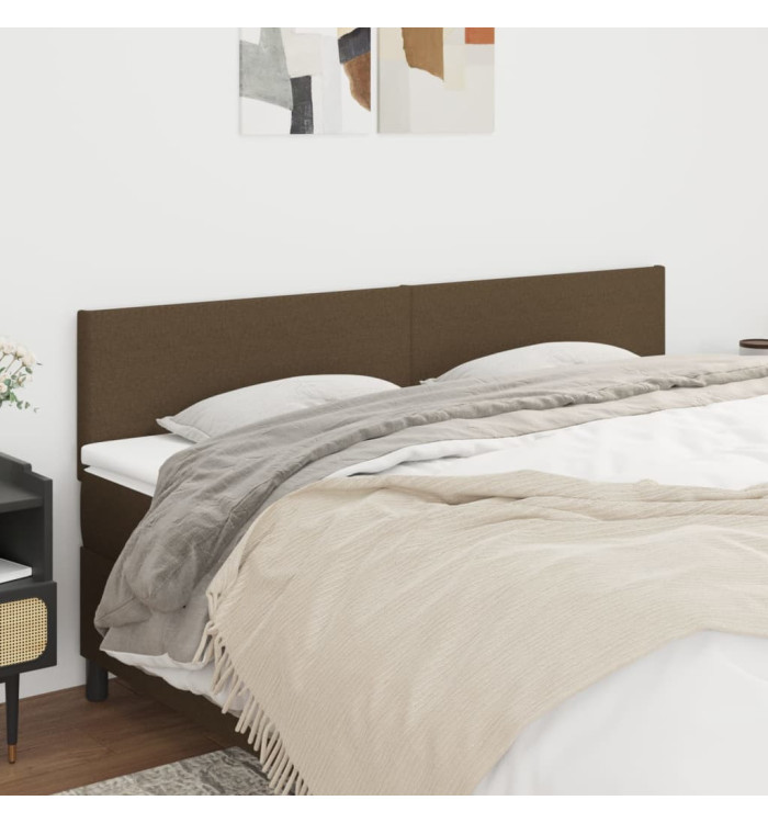 Têtes de lit 2 pcs Marron Foncé 100x5x78/88 cm Tissu | Mobilier & Déco