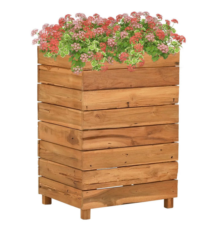 Lit surélevé 50x40x72 cm bois de teck recyclé et acier | Mobilier & Déco