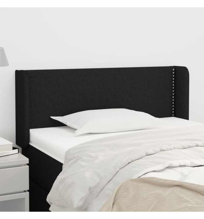 Tête de lit avec oreilles Noir 93x16x78/88 cm Tissu | Mobilier & Déco