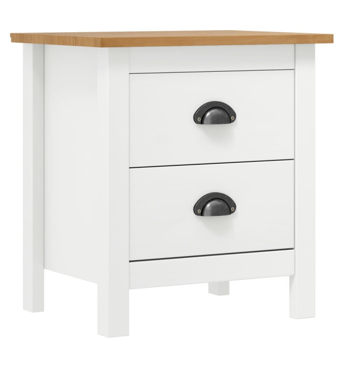 Table de chevet Hill Blanc 46x35x49,5 cm Bois de pin solide | Mobilier & Déco