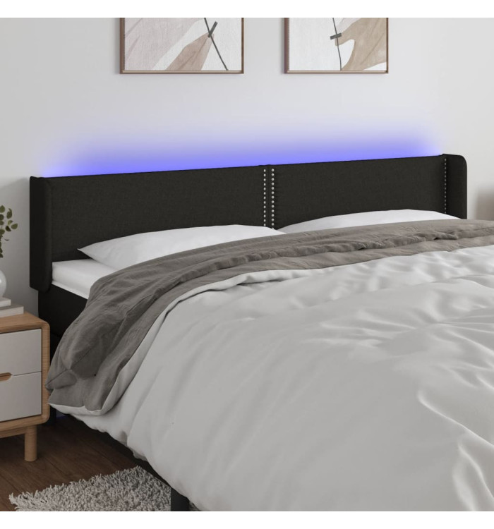 Tête de lit à LED Noir 183x16x78/88 cm Tissu | Mobilier & Déco