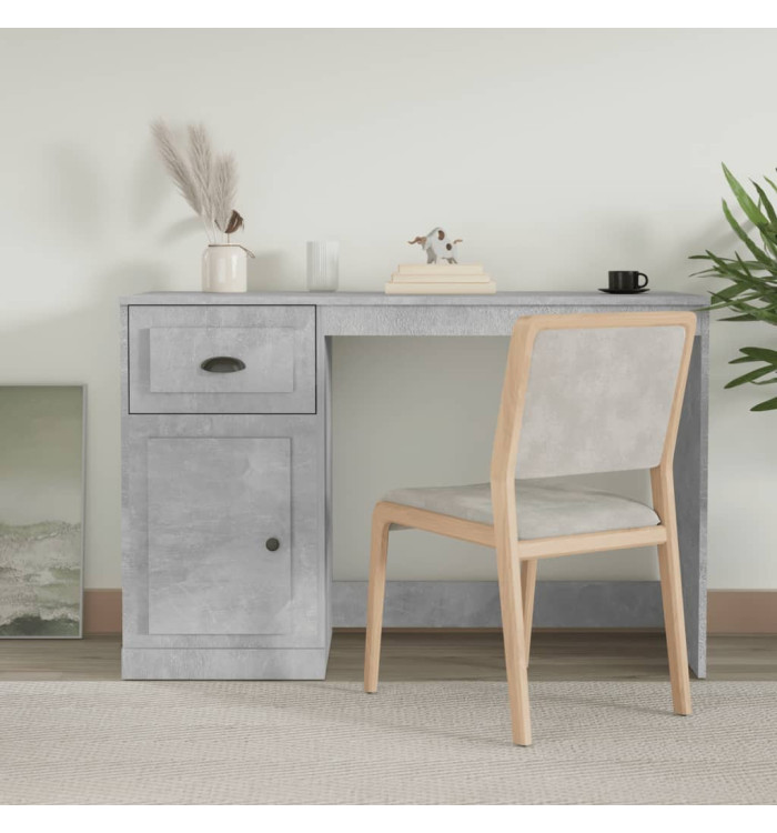 Bureau avec tiroir gris béton 115x50x75 cm bois d'ingénierie | Mobilier & Déco