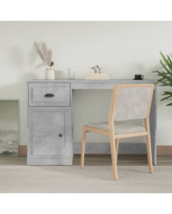 Bureau avec tiroir gris béton 115x50x75 cm bois d'ingénierie | Mobilier & Déco
