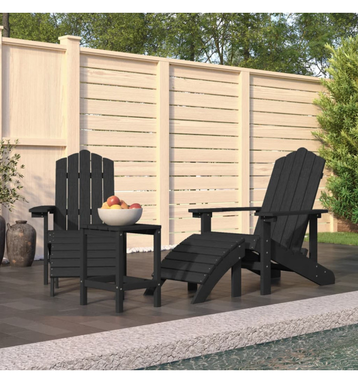 Chaises de jardin Adirondack repose-pied table PEHD Anthracite | Mobilier & Déco