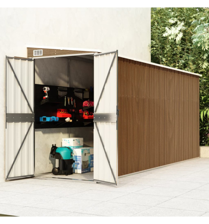 Abri de jardin mural Marron 118x382x178 cm Acier galvanisé | Mobilier & Déco
