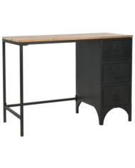Bureau à piédestal unique Bois de sapin et acier 100x50x76 cm | Mobilier & Déco