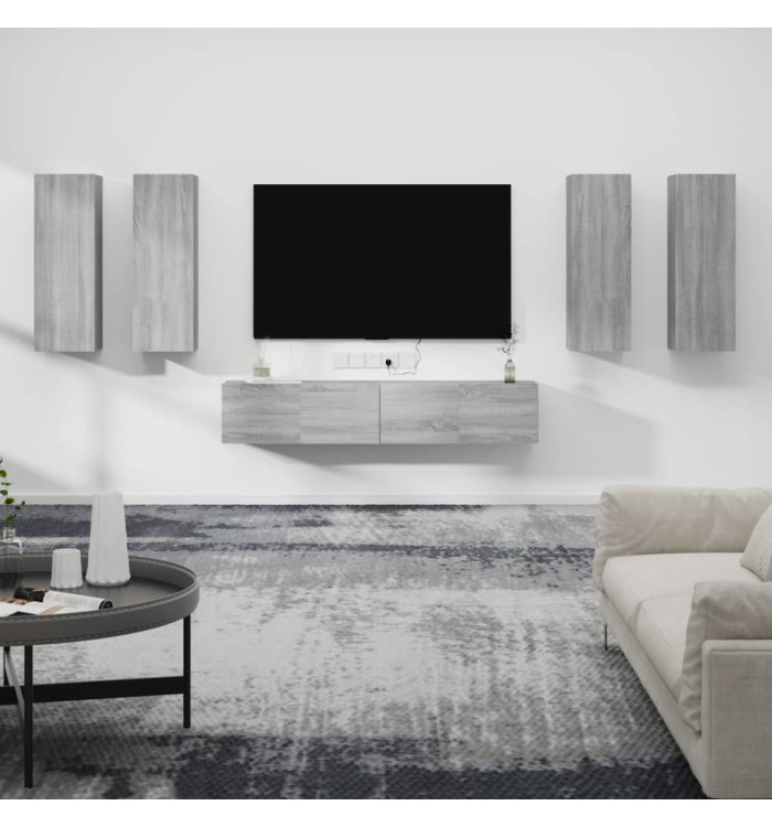 Ensemble de meubles TV 6 pcs Sonoma gris Bois d'ingénierie | Mobilier & Déco