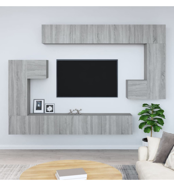 Meuble TV mural Sonoma gris Bois d'ingénierie | Mobilier & Déco