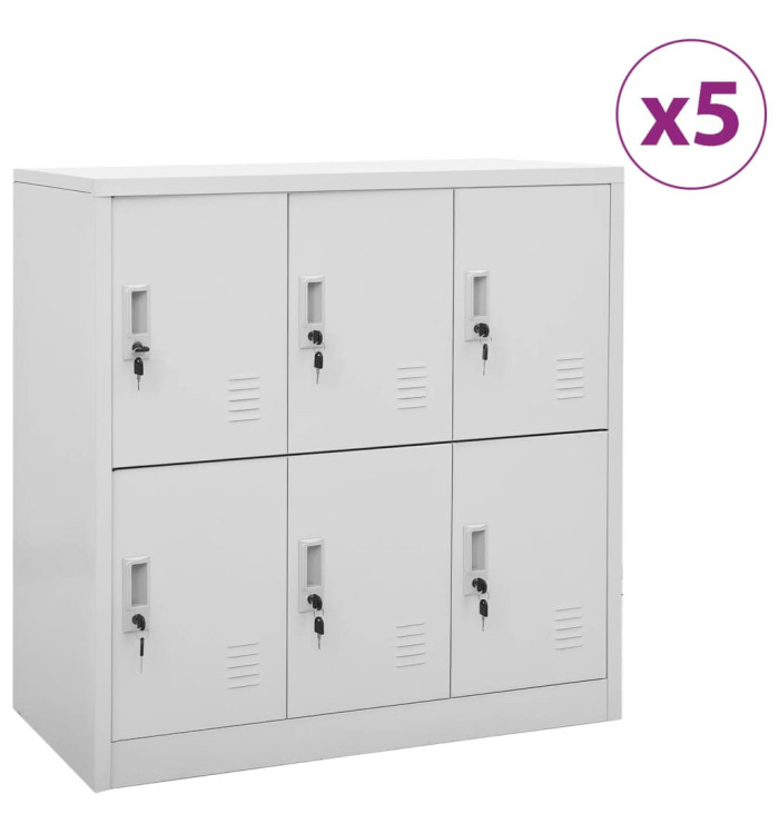 Armoires à casiers 5 pcs Gris clair 90x45x92,5 cm Acier | Mobilier & Déco