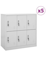 Armoires à casiers 5 pcs Gris clair 90x45x92,5 cm Acier | Mobilier & Déco