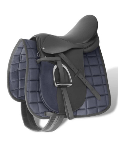 Set de selle équitation 17,5" en cuir véritable 18 cm 5 en 1 noir | Mobilier & Déco