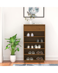 Armoire à chaussures Marron miel 60x34x105cm Bois de pin massif | Mobilier & Déco