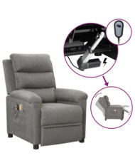 Fauteuil électrique de massage Gris clair Tissu | Mobilier & Déco