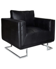 Fauteuil cube avec pieds chromés Noir Similicuir | Mobilier & Déco
