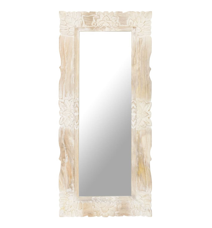 Miroir Blanc 110x50 cm Bois de manguier massif | Mobilier & Déco