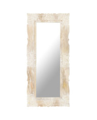 Miroir Blanc 110x50 cm Bois de manguier massif | Mobilier & Déco