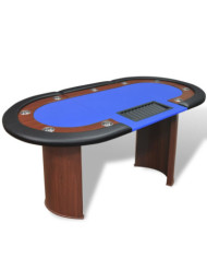 Table de poker pour 10 joueurs avec espace de croupier Bleu | Mobilier & Déco