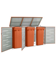 Abri pour trois poubelles 207x77,5x112,5 cm Inox | Mobilier & Déco