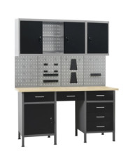 Établi avec 4 panneaux muraux et 2 armoires | Mobilier & Déco