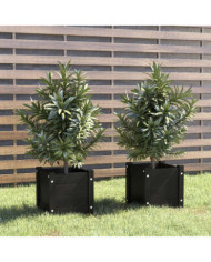 Jardinières d'extérieur 2 pcs Noir 31x31x31 cm Bois de pin | Mobilier & Déco
