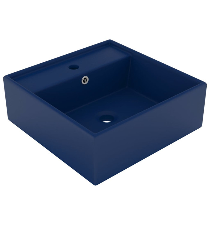 Lavabo carré à trop-plein Bleu foncé mat 41x41 cm Céramique | Mobilier & Déco
