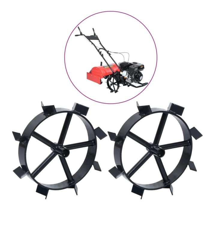 Roues métalliques pour cultivateur à essence 6,5 ch 2 pcs | Mobilier & Déco