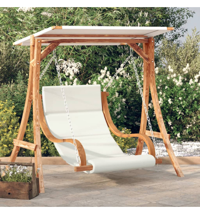Chaise balançoire avec coussin et auvent bois massif d'épicéa | Mobilier & Déco