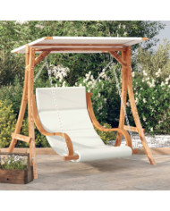 Chaise balançoire avec coussin et auvent bois massif d'épicéa | Mobilier & Déco