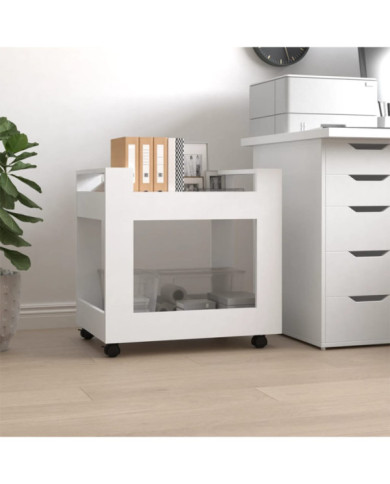 Chariot de bureau Blanc 60x45x60 cm Bois d'ingénierie | Mobilier & Déco