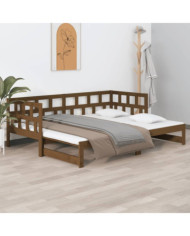 Lit coulissant sans matelas marron miel 2x(90x190) cm | Mobilier & Déco
