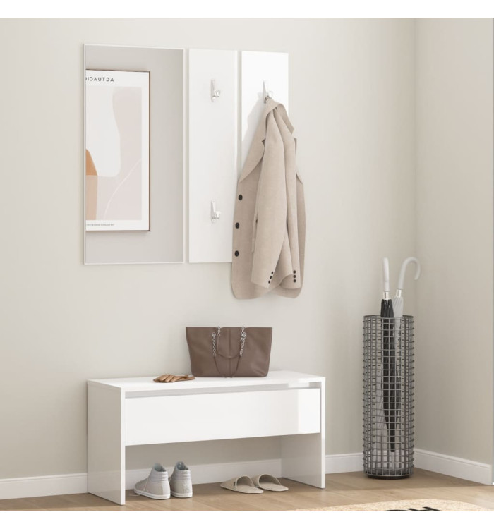 Ensemble de meubles de couloir Blanc brillant Bois d'ingénierie | Mobilier & Déco