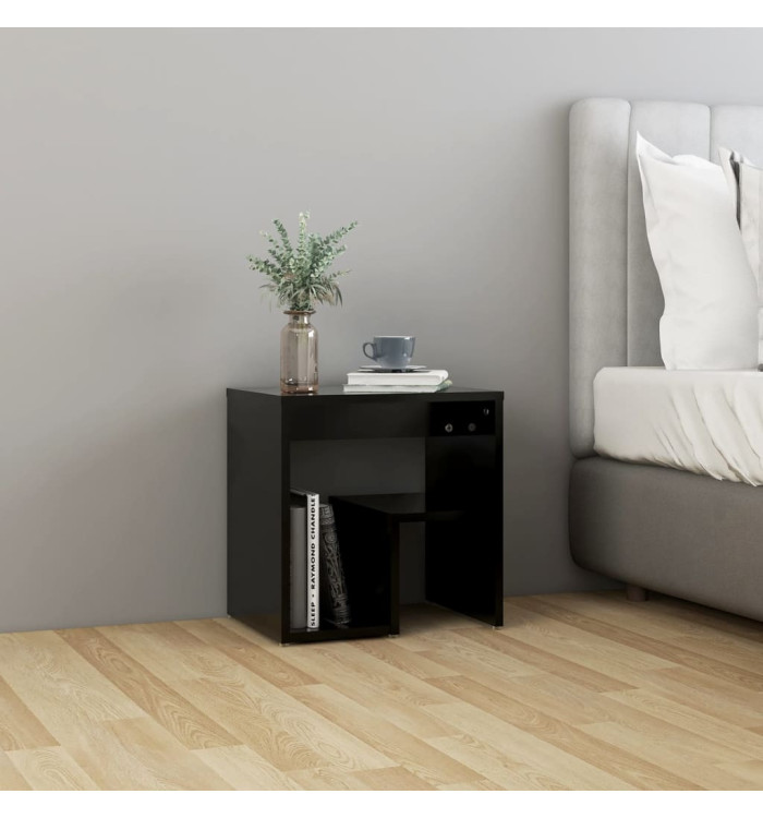 Table de chevet noir 40x30x40 cm bois d'ingénierie | Mobilier & Déco