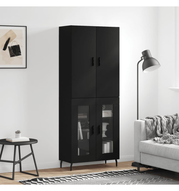 Buffet haut Noir 69,5x34x180 cm Bois d'ingénierie | Mobilier & Déco