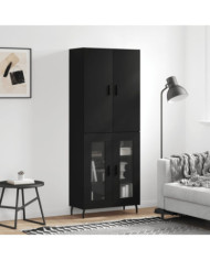 Buffet haut Noir 69,5x34x180 cm Bois d'ingénierie | Mobilier & Déco