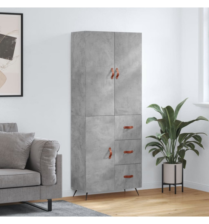 Buffet haut Gris béton 69,5x34x180 cm Bois d'ingénierie | Mobilier & Déco