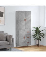 Buffet haut Gris béton 69,5x34x180 cm Bois d'ingénierie | Mobilier & Déco