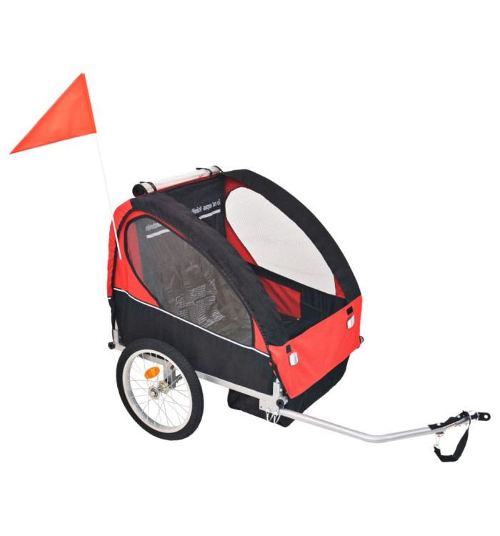 Remorque de vélo rouge et noir 30 kg | Mobilier & Déco