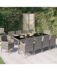 Ensemble à manger d'extérieur 11 pcs coussins Résine tressée | Mobilier & Déco