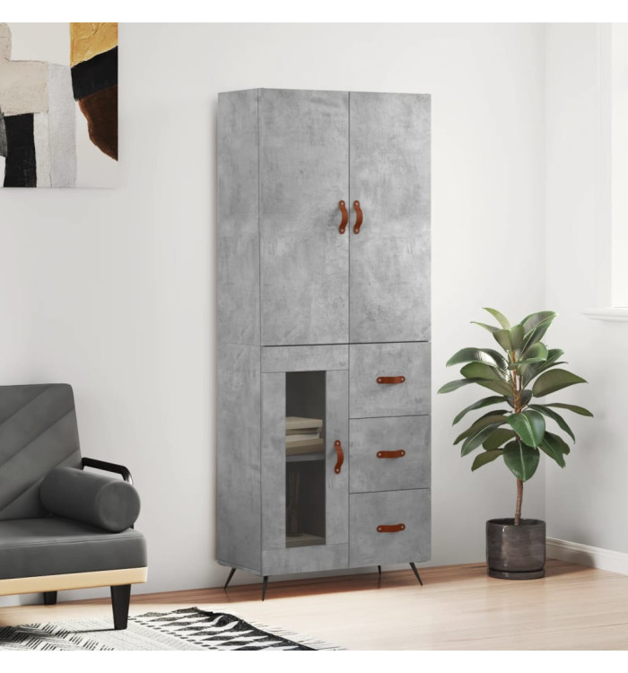 Buffet haut Gris béton 69,5x34x180 cm Bois d'ingénierie | Mobilier & Déco