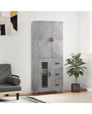 Buffet haut Gris béton 69,5x34x180 cm Bois d'ingénierie | Mobilier & Déco