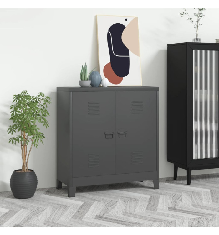 Coffre de rangement industriel Anthracite 90x40x100 cm Acier | Mobilier & Déco