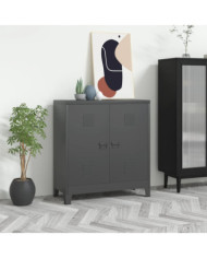 Coffre de rangement industriel Anthracite 90x40x100 cm Acier | Mobilier & Déco