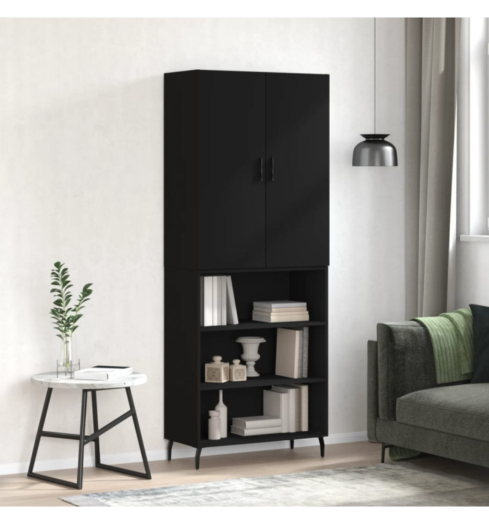 Buffet haut Noir 69,5x34x180 cm Bois d'ingénierie | Mobilier & Déco