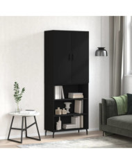 Buffet haut Noir 69,5x34x180 cm Bois d'ingénierie | Mobilier & Déco