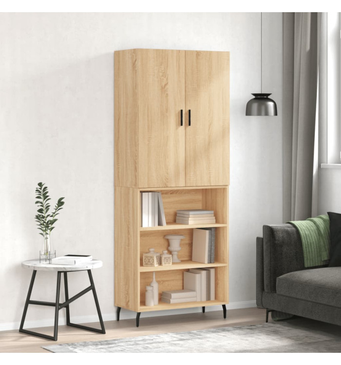Buffet haut Chêne sonoma 69,5x34x180 cm Bois d'ingénierie | Mobilier & Déco