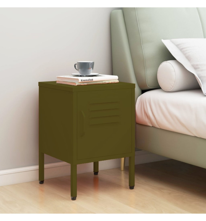 Table de chevet Vert olive 35x35x51 cm Acier | Mobilier & Déco