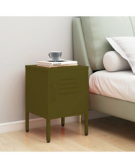 Table de chevet Vert olive 35x35x51 cm Acier | Mobilier & Déco